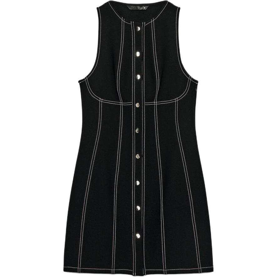 ZARA Sleeveless Dresses Women's Black Crew Neck Moderate
