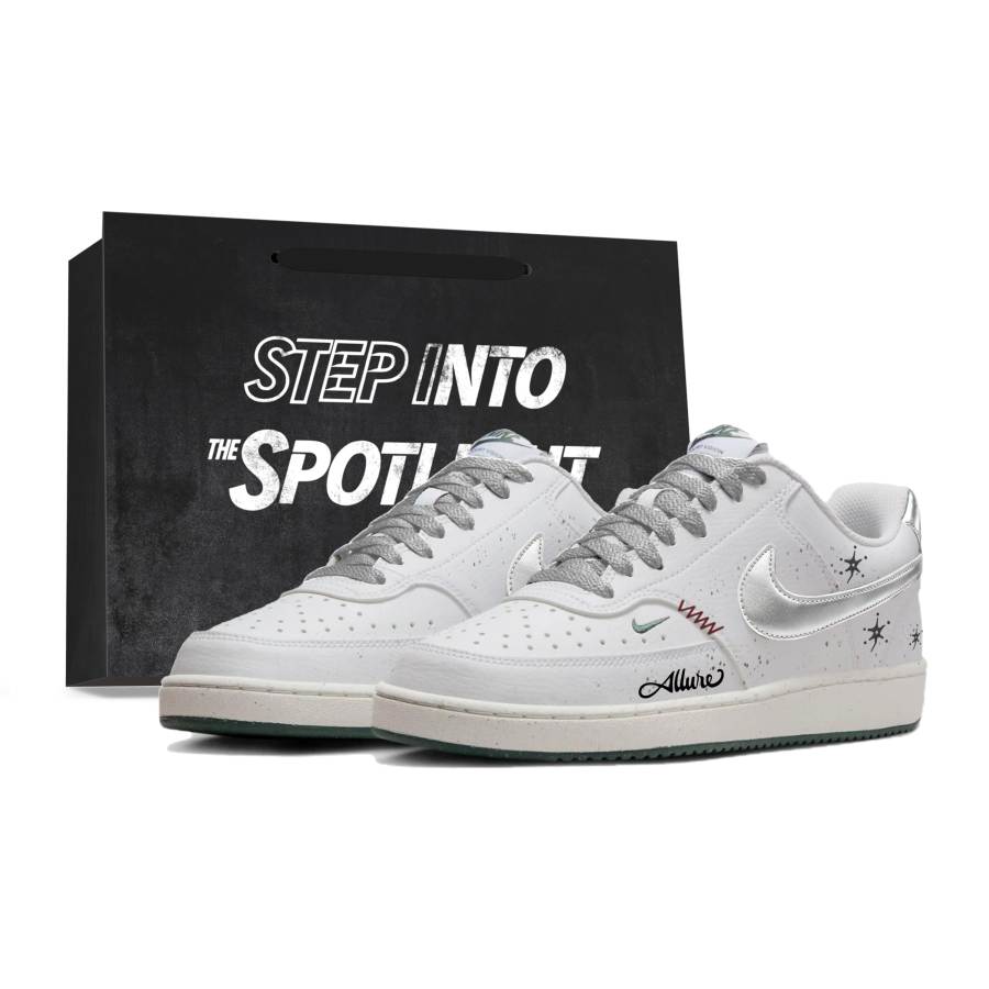Nike Nike Court Vision Skateboard Shoes Women's Low Top Silver