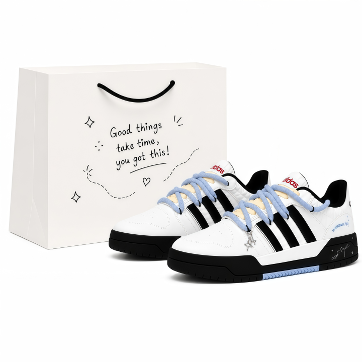 Adidas Adidas Skateboard Shoes Unisex Low Top White Black Blue Color Block