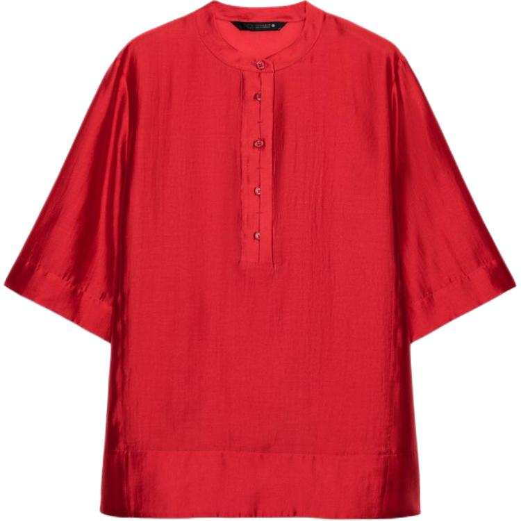 ZARA ZW Shirts Women's Red Crew Neck Moderate