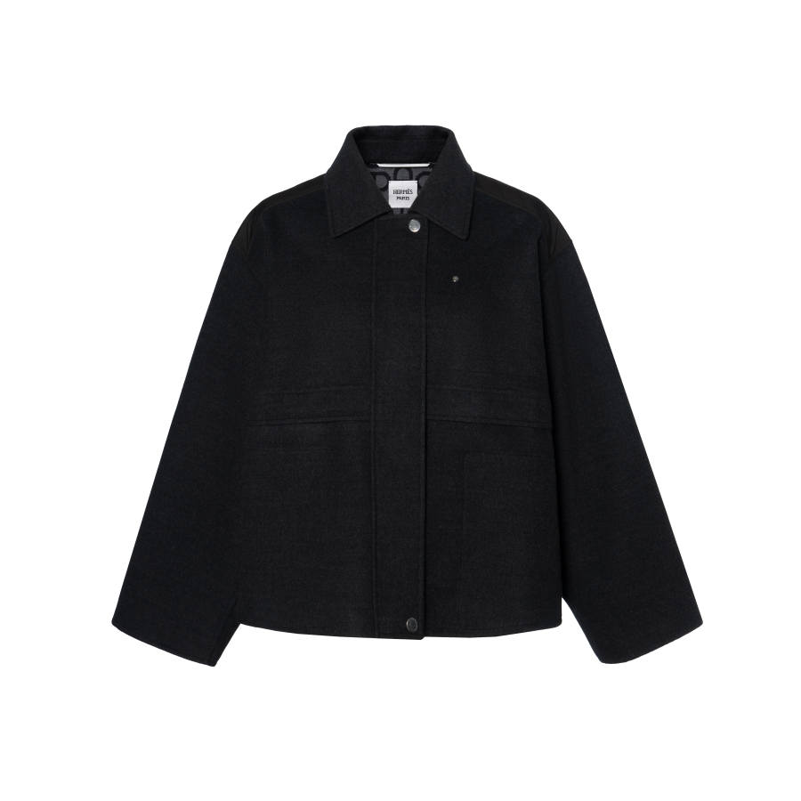 HERMES HERMES Jackets Women's Dark Gray Lapel Moderate Other