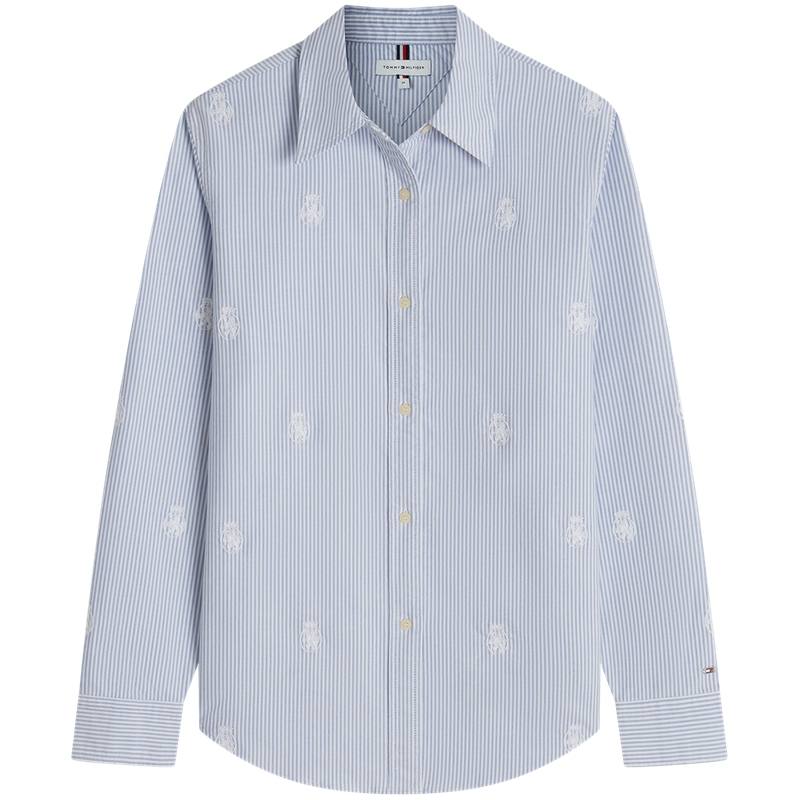 Tommy Hilfiger Shirts Women's Blue White Stripes 0Y7 Lapel Moderate Other