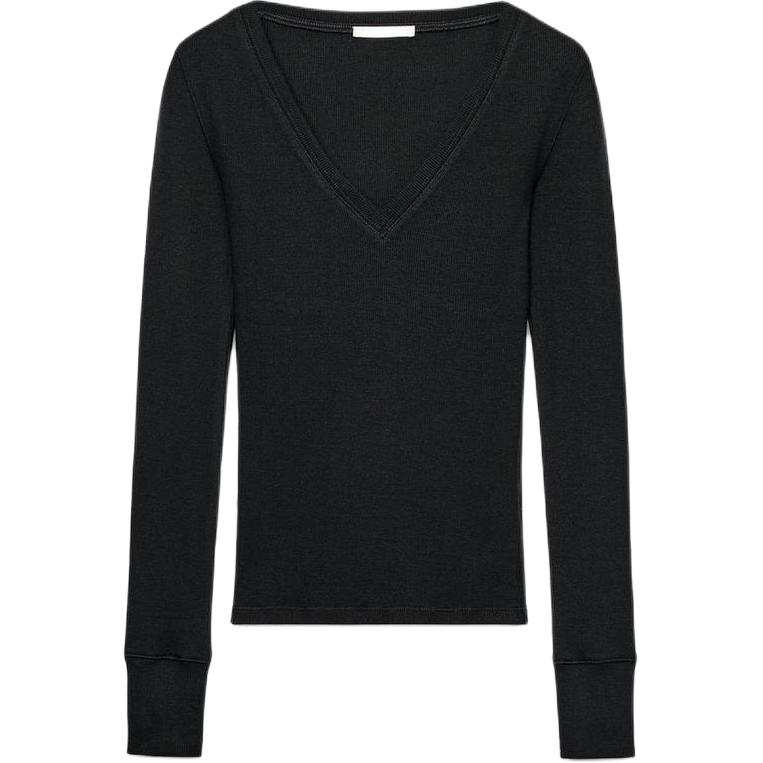 ZARA T Shirts Women's Black V Neck