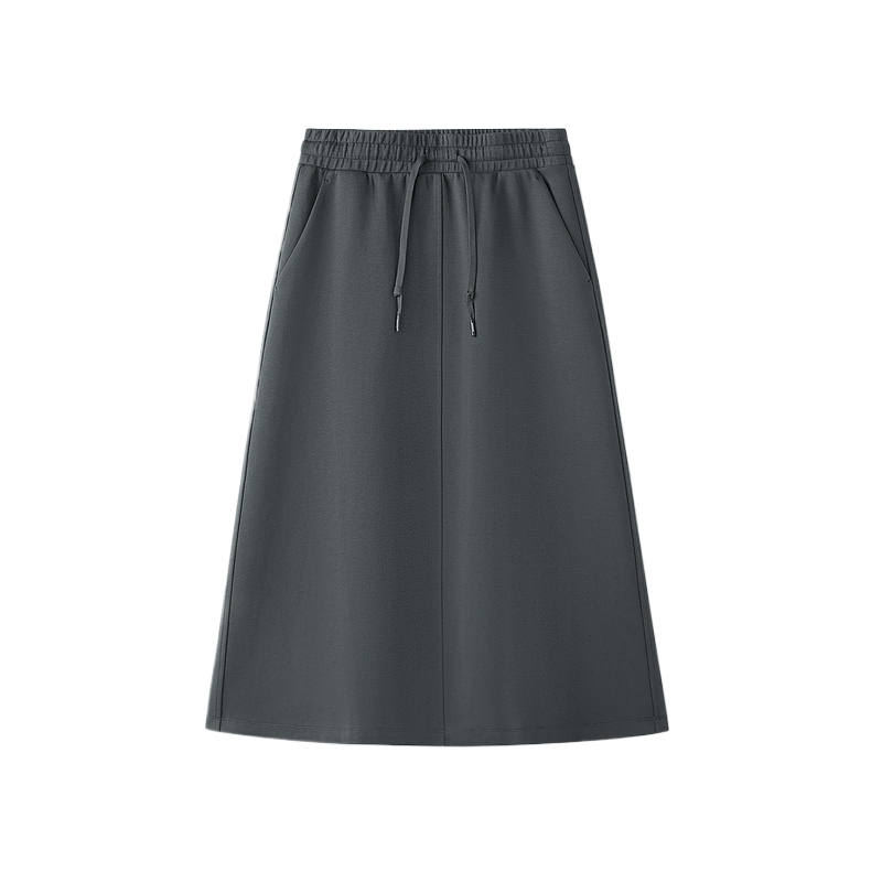 Skechers Knit Long Skirts Women's Smoky Gray 013P Moderate Midi Skirt