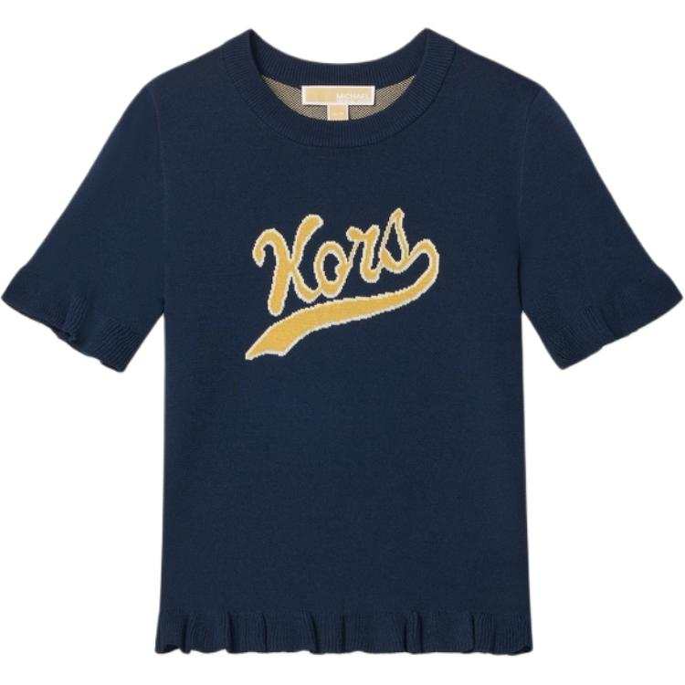MICHAEL KORS Knitwear Women's Midnight Blue Crew Neck Moderate Straight Fit