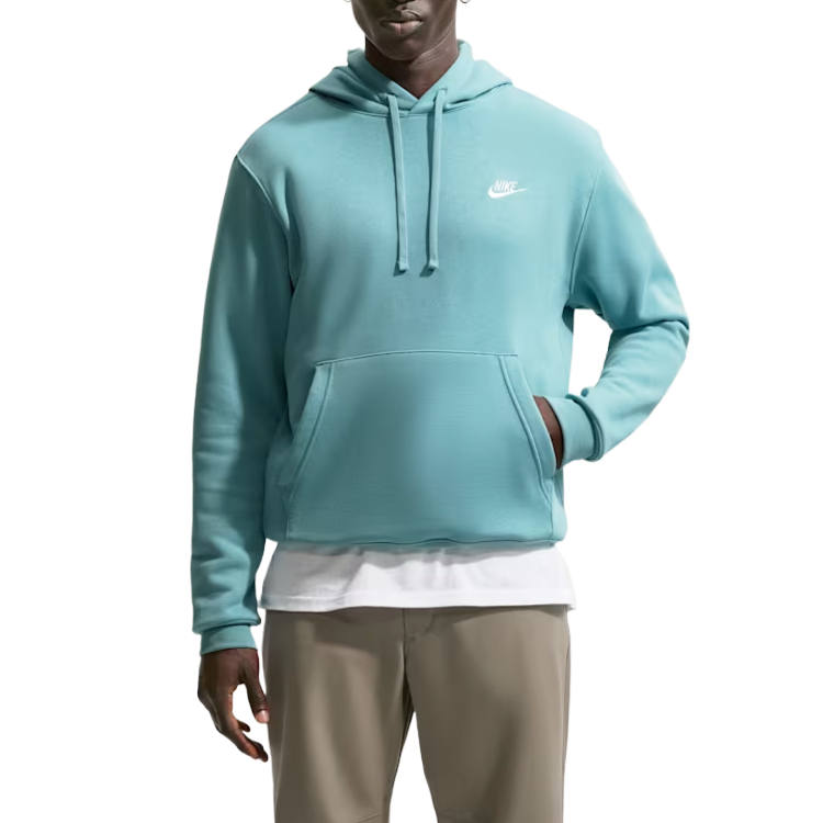 Nike Nike Sportswear Club Sweatshirts Men's Denim Turquoises/Denim Turquoises/White Hooded Non Detachable Moderate