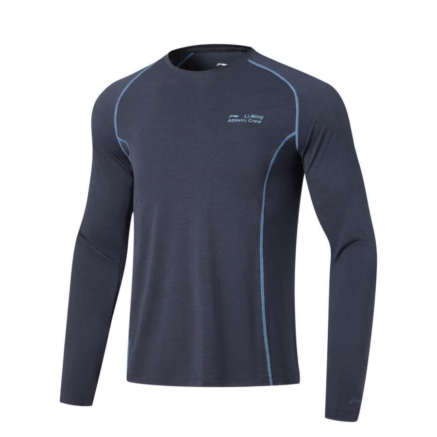 Li-Ning Li Ning Fitness Series T Shirts Men's Night Blue Crew Neck Moderate Straight Fit