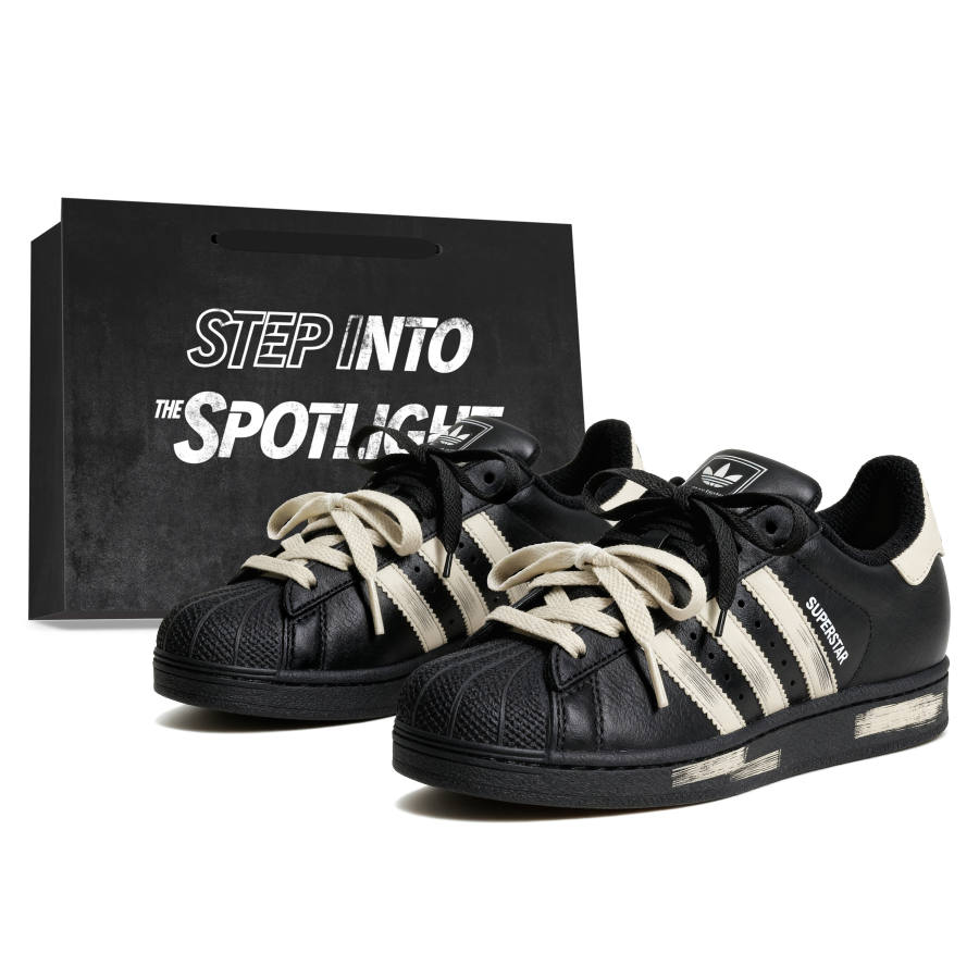 Adidas Originals Superstar 2 Skateboard Shoes Unisex Low Top Black Beige