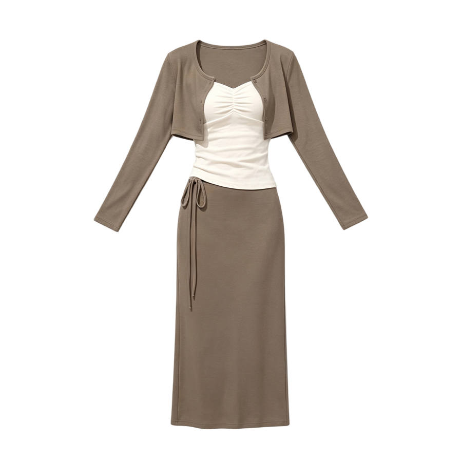 TUSHIFEI Two Piece Skirt Sets Women's Camisole Moderate Long Skirt