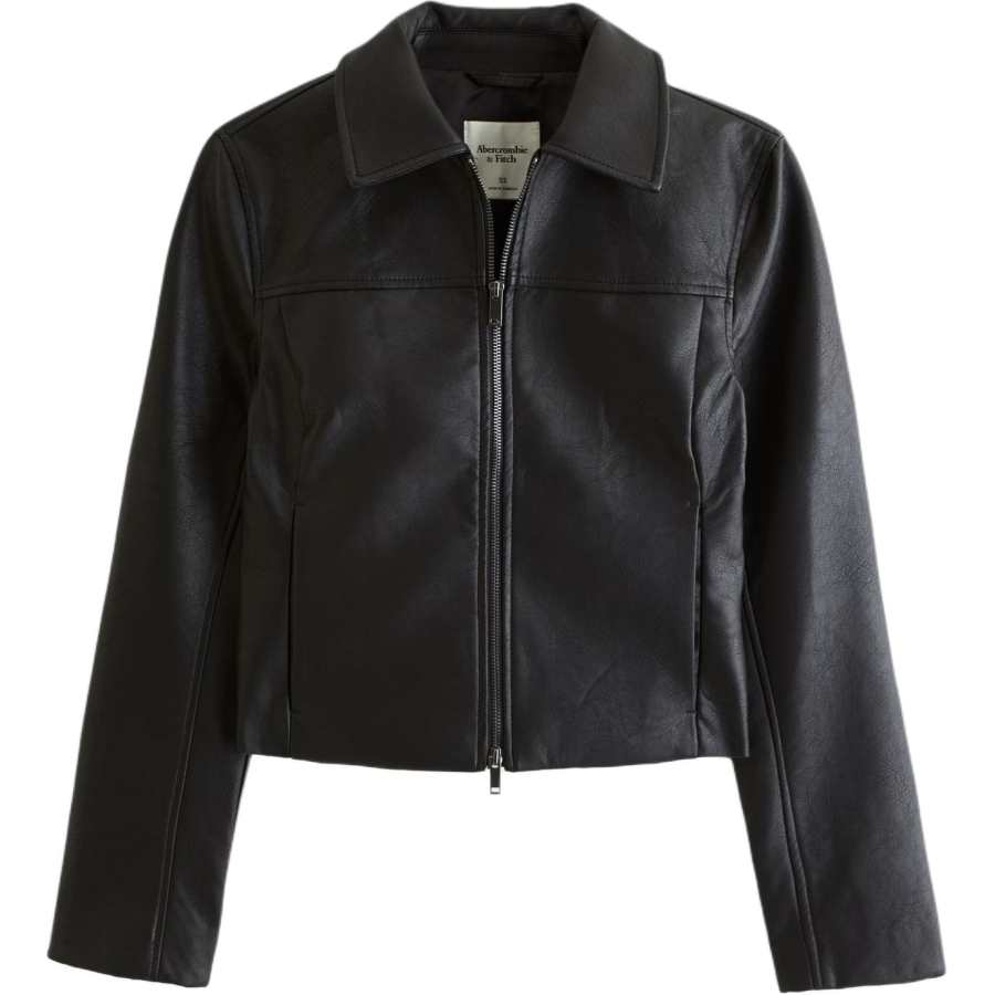 Abercrombie&Fitch Leather Jackets Women's Black Moderate