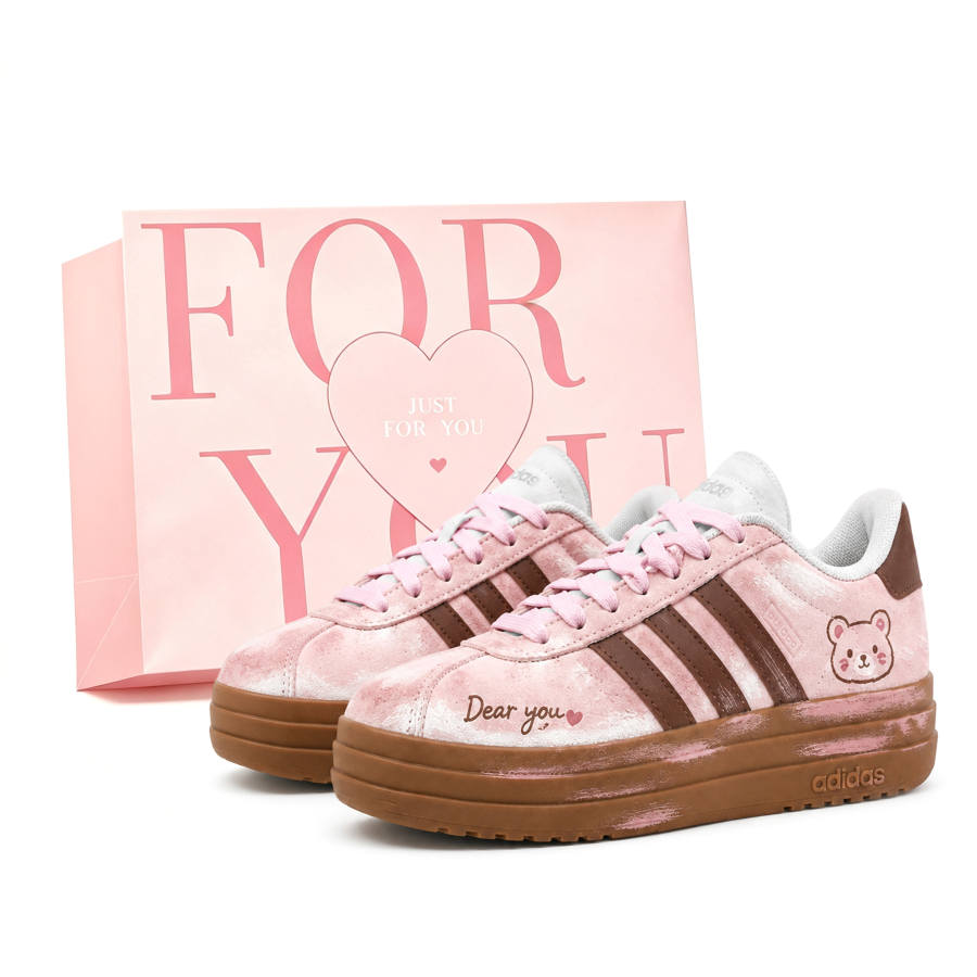 Adidas Adidas VL Court Bold German Army Trainers Women's Low Top Brown/Pink