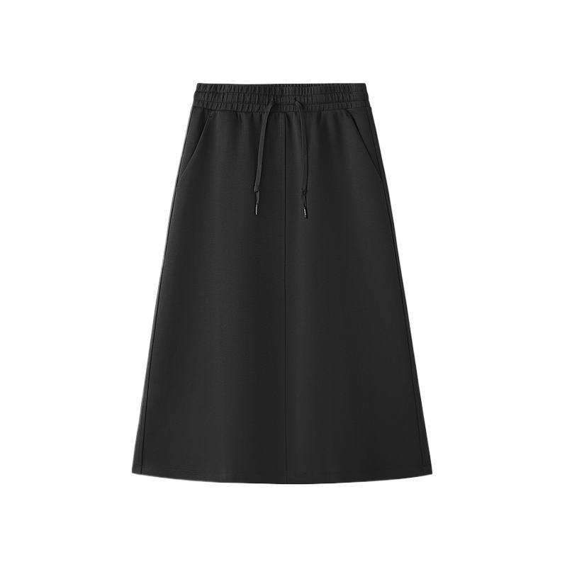 Skechers Knit Long Skirts Women's Carbon Black 0018 Moderate Midi Skirt