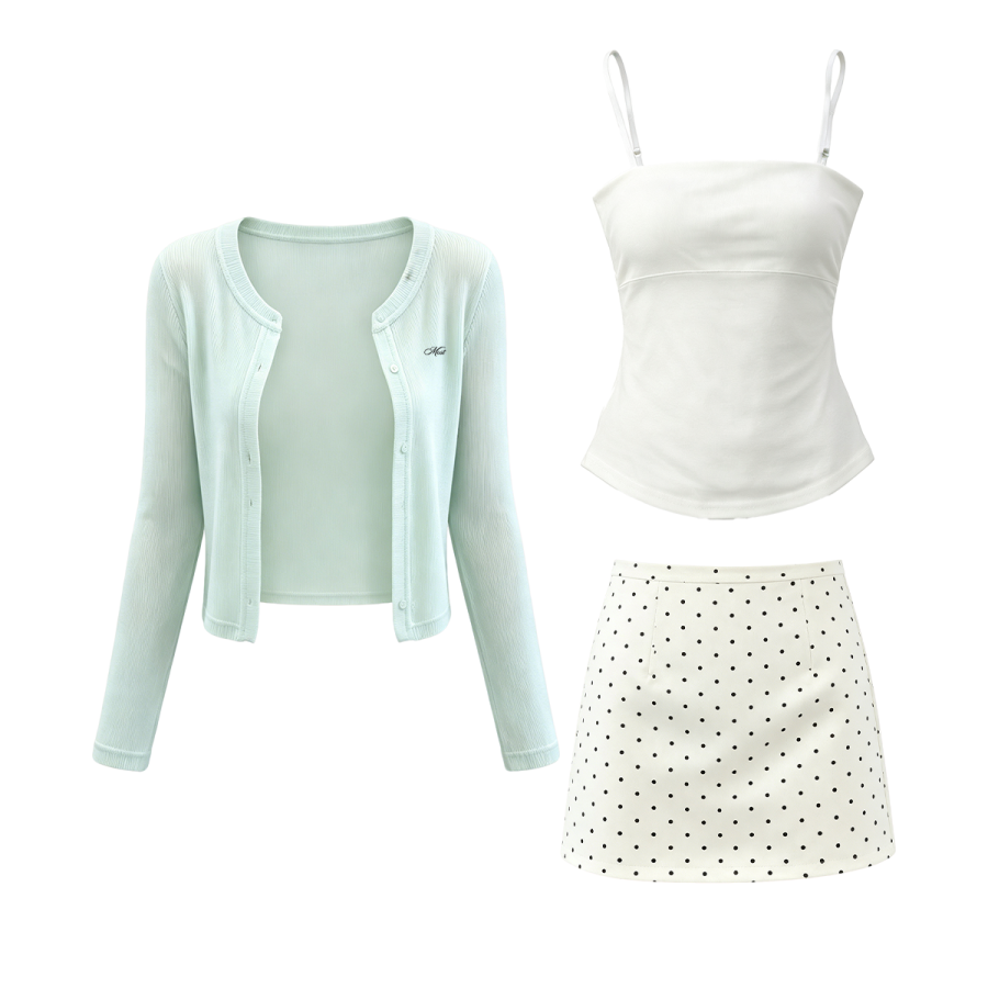 MostwantedLab Two Piece Skirt Sets Women's Camisole Thin Short Skirt