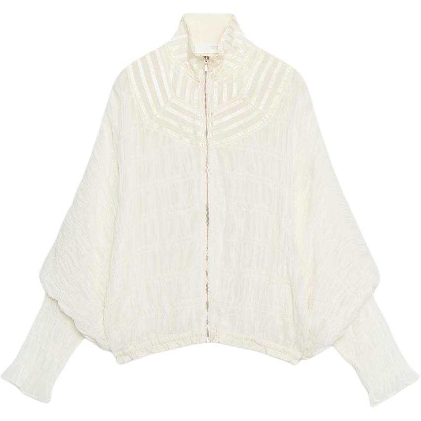 ZARA ZW Jackets Women's White Stand Collar Moderate