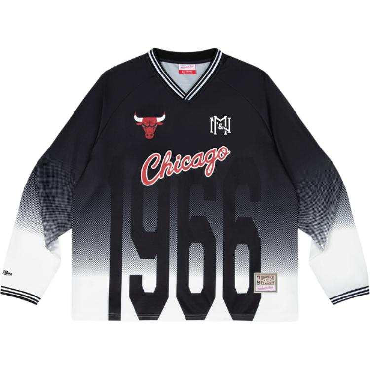 Mitchell Ness T Shirts Unisex Chicago Bulls Black V Neck Moderate