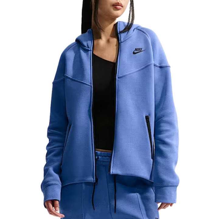 Nike Nike Sportswear Tech Fleece Sweatshirts Women's Light Medium Blue/Black Hooded Non Detachable Moderate
