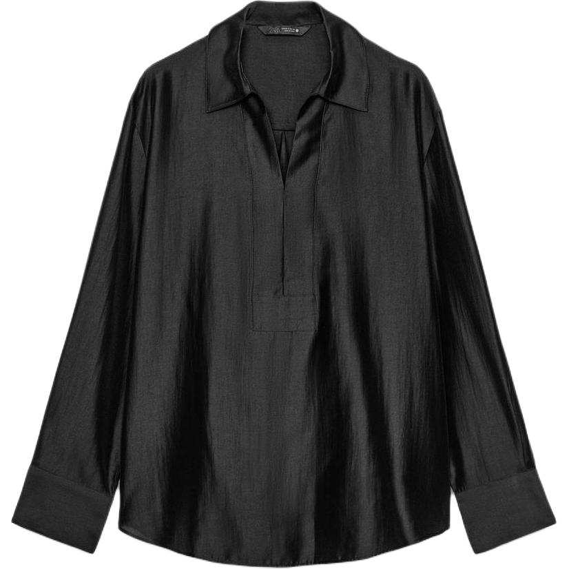 ZARA ZW Shirts Women's Black Lapel