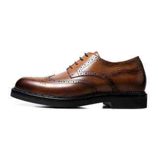 THOM WILLS Brogue Brogues, Calfskin Derby Shoes, Old Money Style Dress Shoes Men's Light Brown Polished
