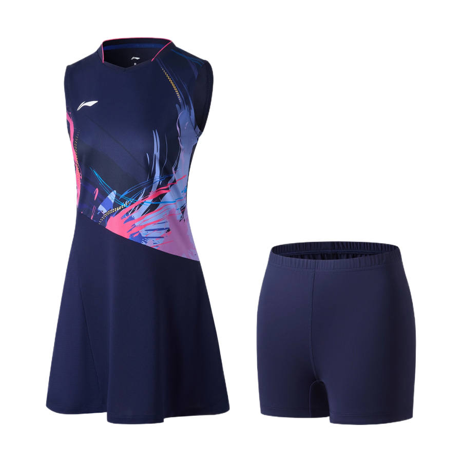 Li-Ning Li Ning Badminton Collection Badminton Uniform Sets Women's Sailor Blue 2 Pack Crew Neck Moderate