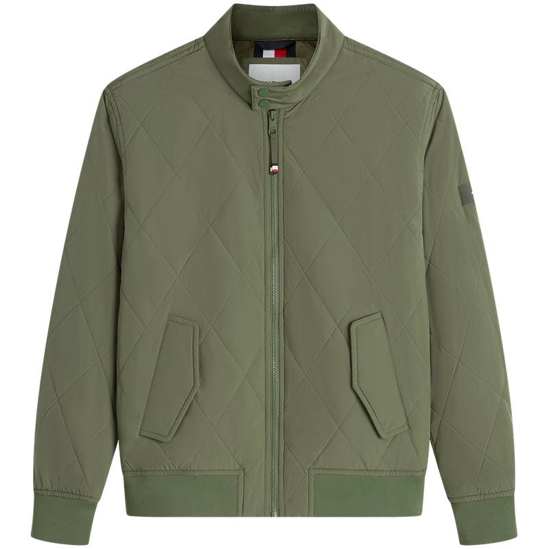 Tommy Hilfiger Puffer Jackets Men's Army Green PLI Stand Collar Moderate Other