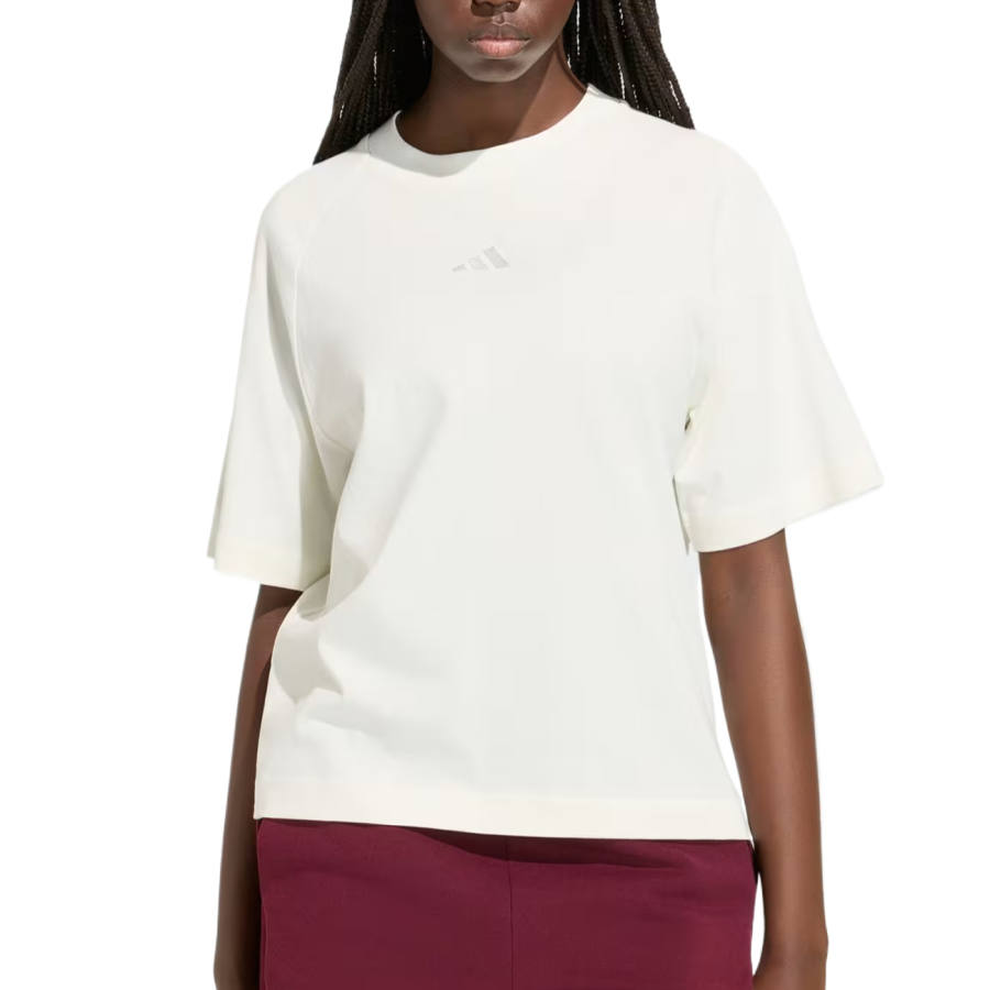 Adidas Adidas Sportswear T Shirts Women's Ecru Crew Neck Moderate