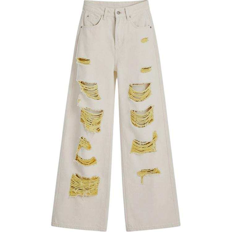SIXUSICHOU Jeans Women's Yellow Thin Wide Leg Pants