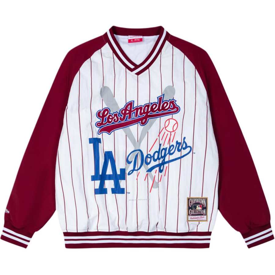Mitchell Ness X MLB Los Angeles Dodgers Sweatshirts Unisex V Neck Moderate