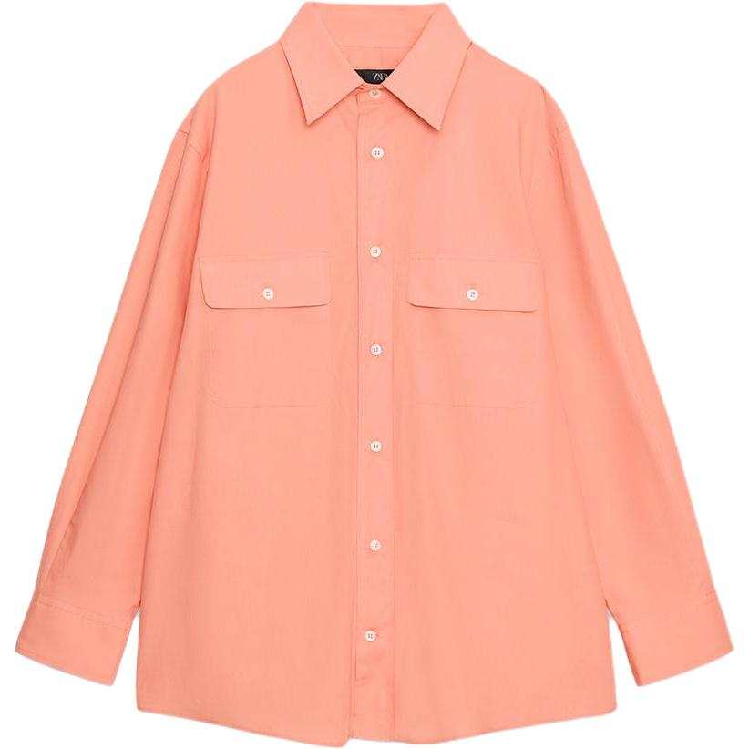 ZARA ZW Shirts Women's Peach Lapel Moderate Other