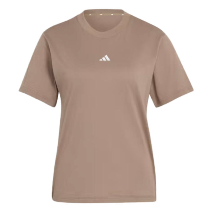 Adidas Adidas ESSENTIALS T Shirts Women's Khaki Six/White Crew Neck Moderate