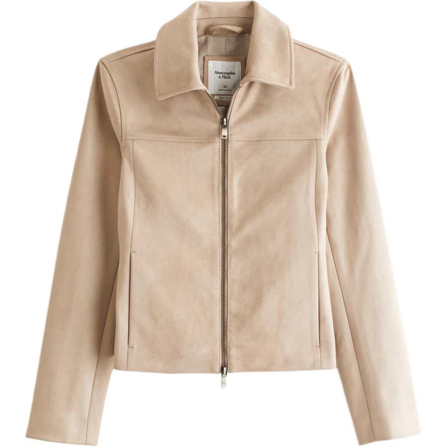 Abercrombie&Fitch Jackets Women's Tan Lapel Moderate Straight Fit