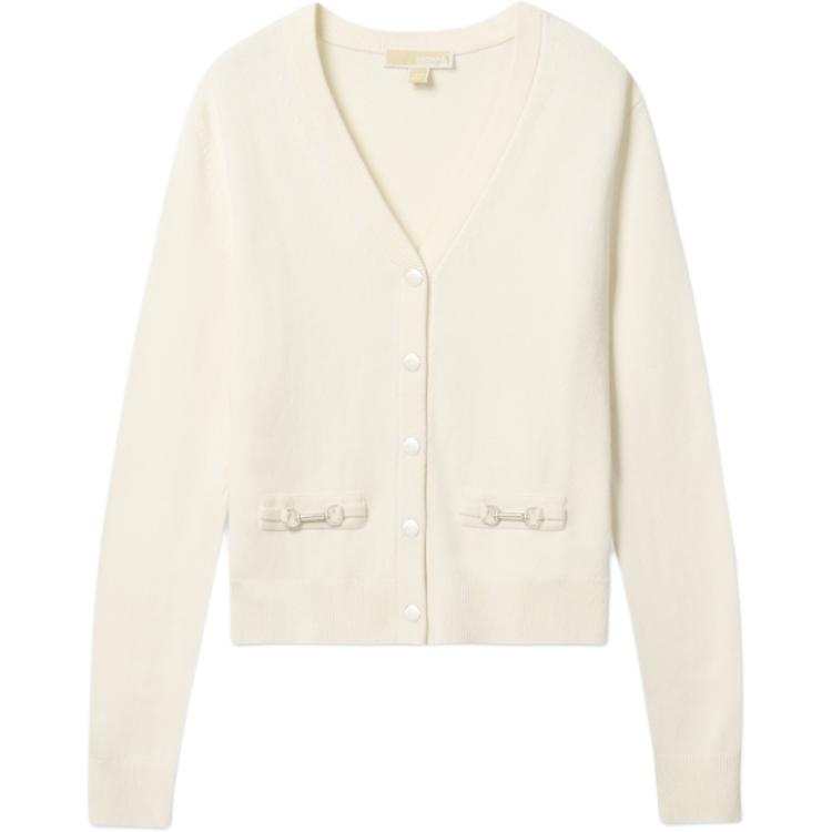 MICHAEL KORS Knitwear Women's Ecru V Neck Moderate Straight Fit