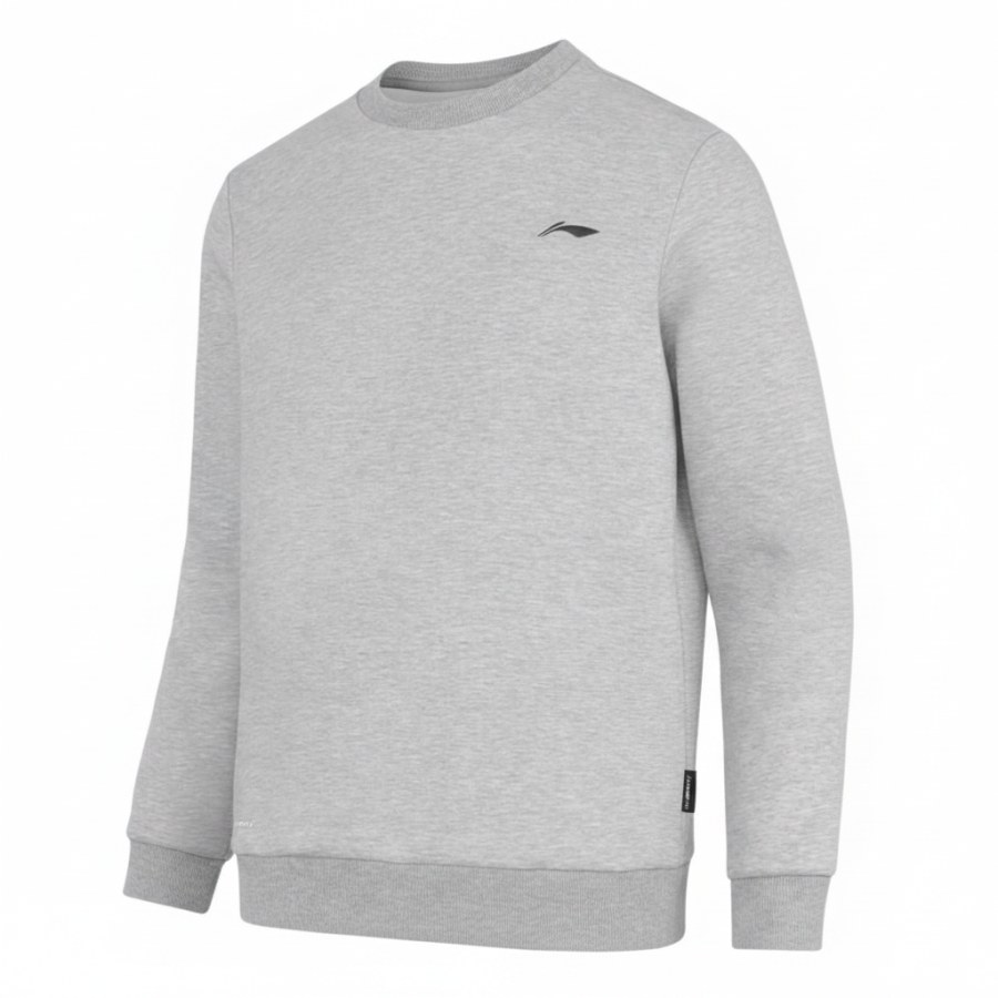 Li-Ning Li Ning Sweatshirts Men's Heather Gray Crew Neck Moderate
