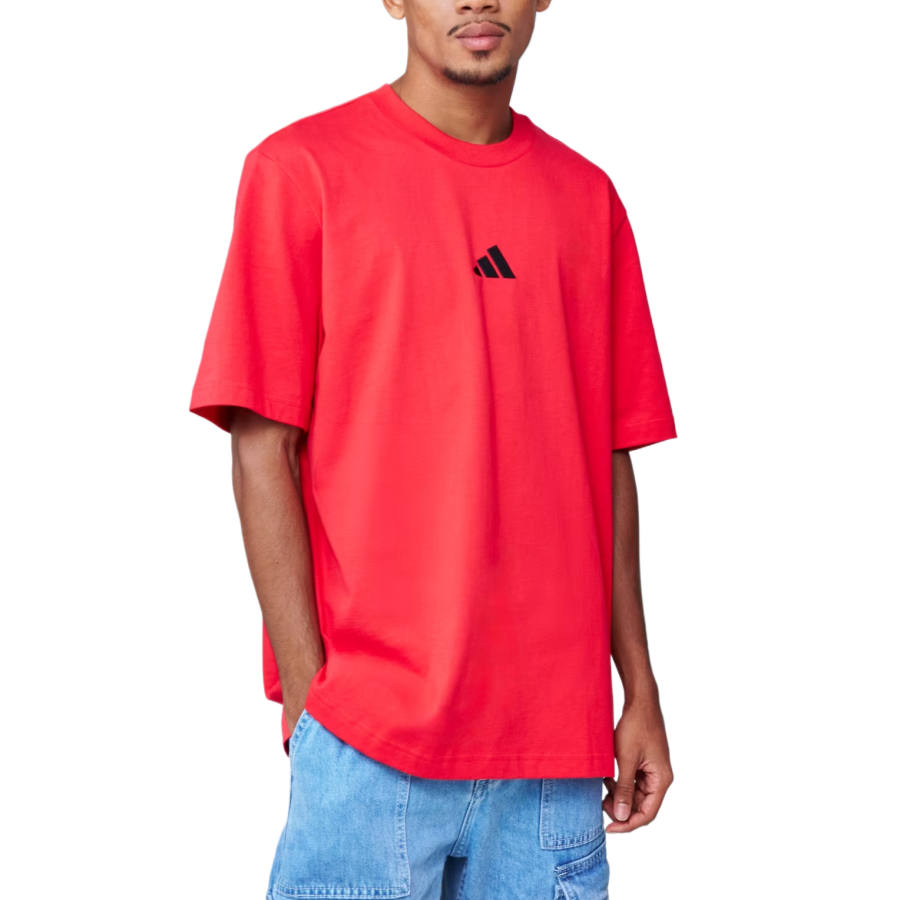 Adidas Adidas T Shirts Unisex Red Crew Neck Moderate Straight Fit