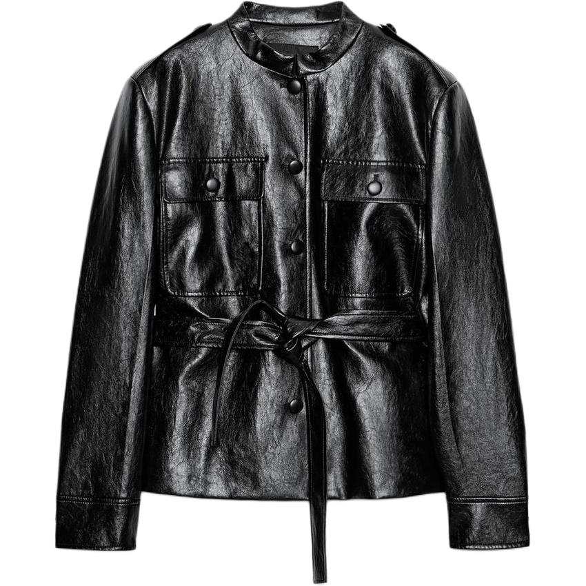 ZARA ZW Jackets Women's Black Crew Neck Moderate