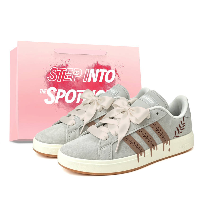 Adidas Adidas Grand Court Base 00s Skateboard Shoes Unisex Low Top Gray Brown Beige Color Block