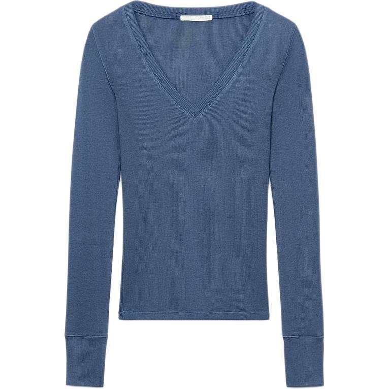 ZARA T Shirts Women's Blue/Indigo V Neck