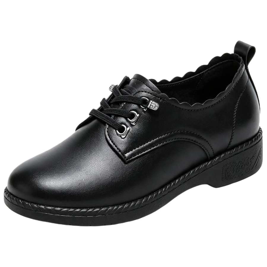 JBBCN Casual Leather Shoes Women's Low Top Burgundy & Black