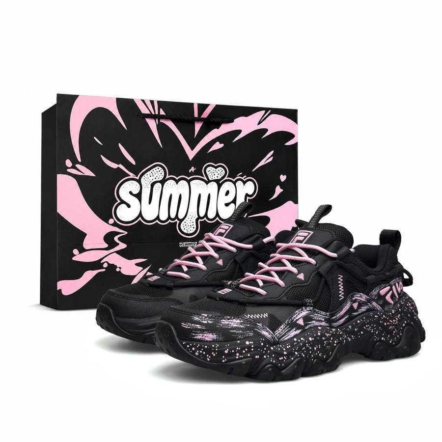 FILA Cat Paw 5 Casual Shoes Women's Low Top Black/Pink