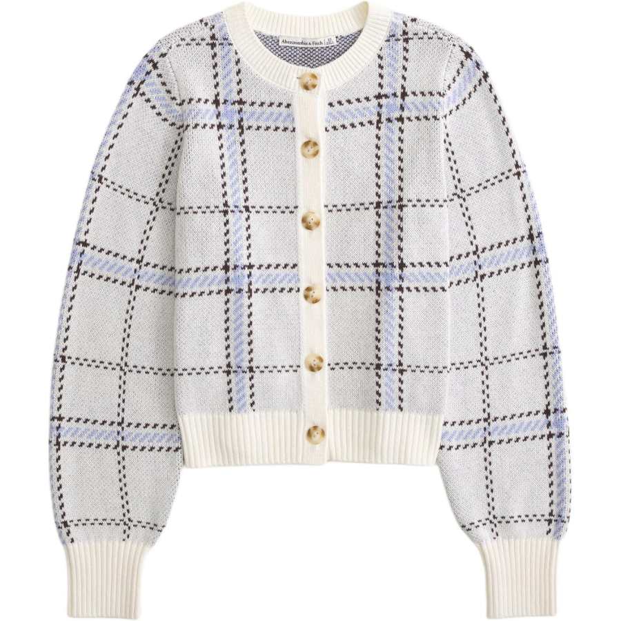 Abercrombie&Fitch Knitwear Women's Blue Plaid Crew Neck Moderate