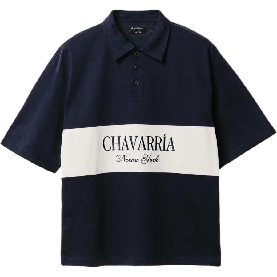 ZARA X Willy Chavarria Polo Shirts Men's Sea Blue Lapel Moderate