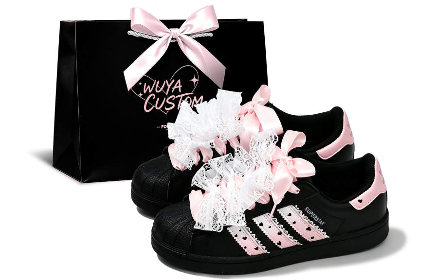Adidas Originals Superstar 2 Skateboard Shoes Unisex Low Top Black/Pink
