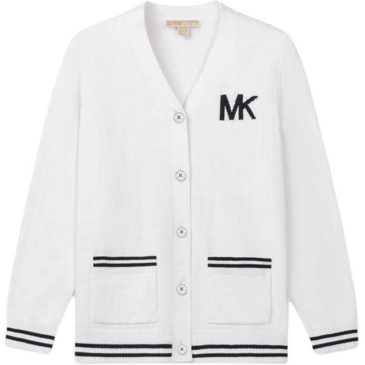 MICHAEL KORS Knitwear Women's White V Neck Moderate Straight Fit