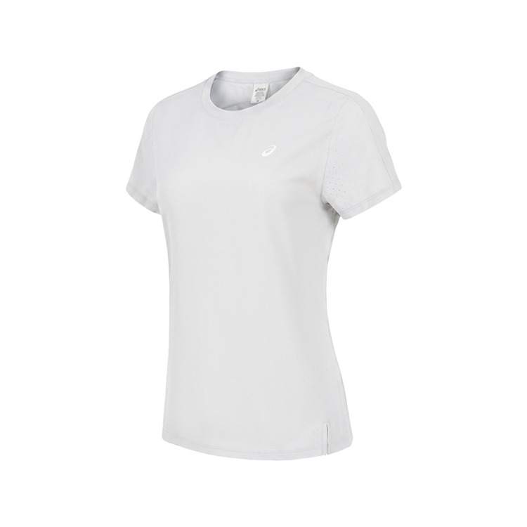 ASICS T Shirts Women's Gray White Crew Neck