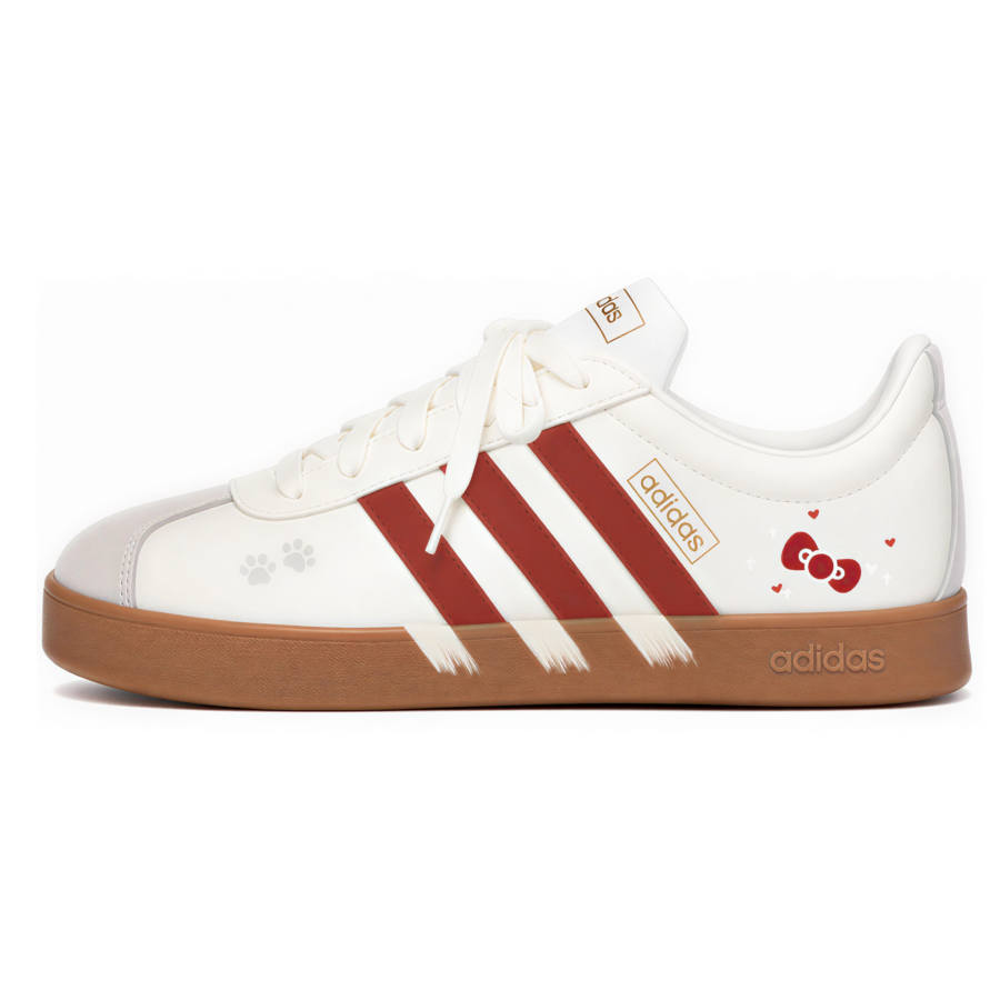 Adidas Adidas Vl Court Classic Skateboard Shoes Unisex Low Top Beige/Red/Gray