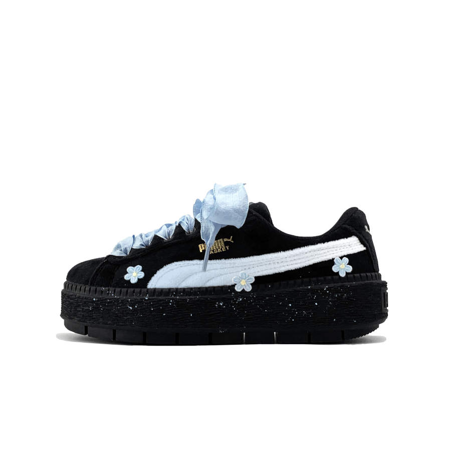 PUMA Platform Trace Skateboard Shoes Women's Low Top Black/Blue