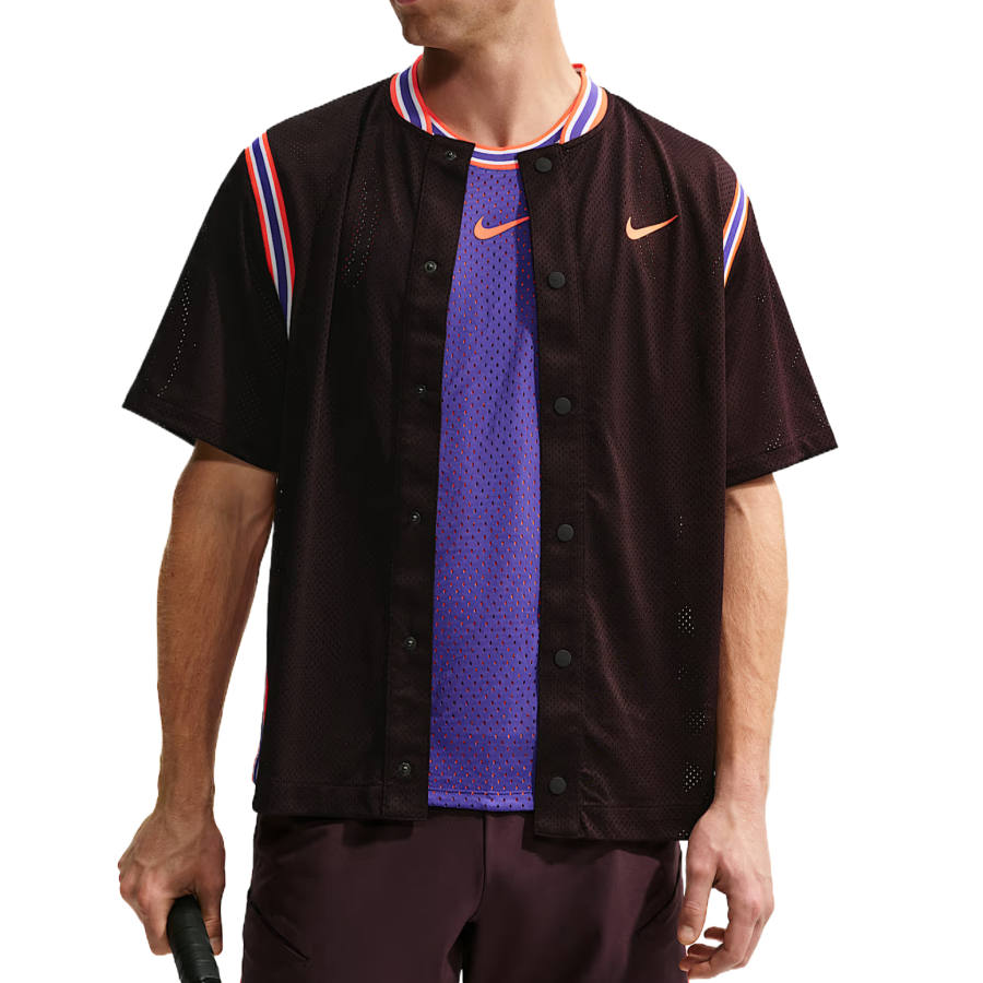 Nike Nike Court Slam Tennis Tops Men's Burgundy Gray/Bright Dark Red Baseball Collar Moderate