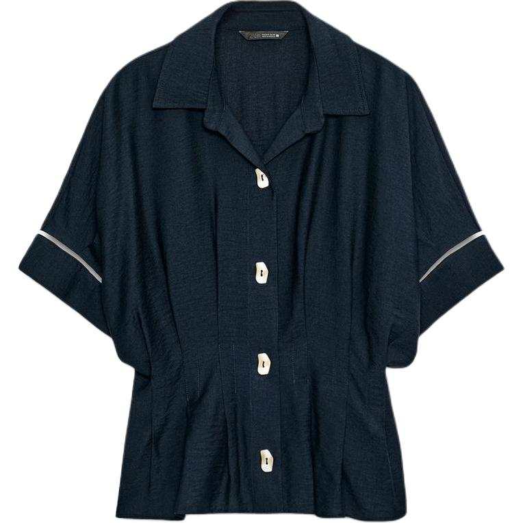 ZARA Shirts Women's Sea Blue Lapel