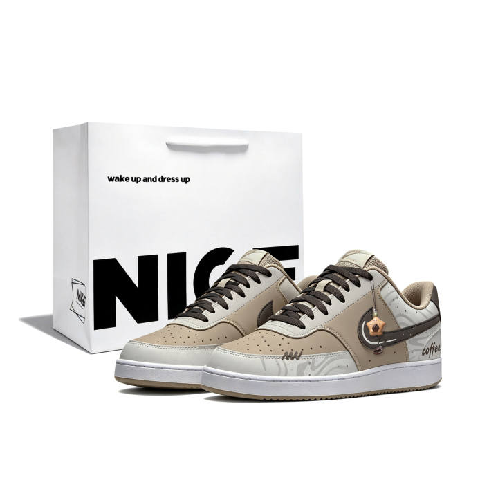 Nike Nike Court Vision Low Skateboard Shoes Unisex Low Top Khaki Milk White