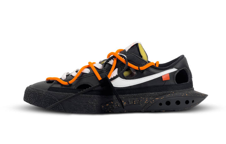 Nike OFF WHITE X Nike Blazer Skateboard Shoes Unisex Low Top Black/White/Orange