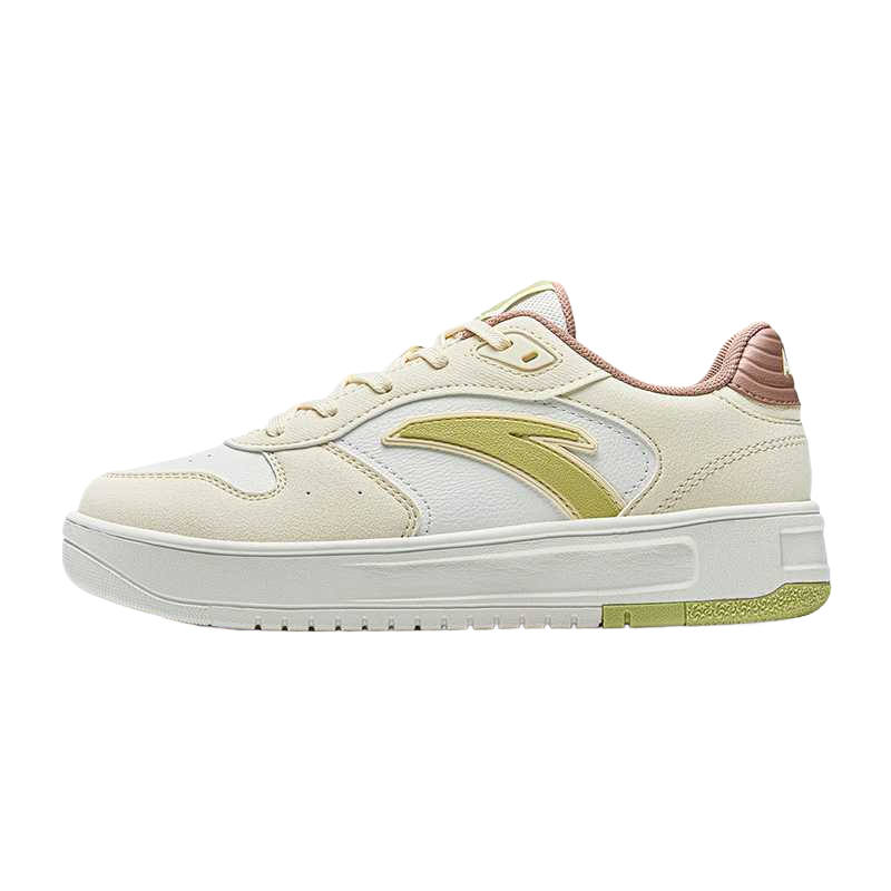 ANTA Lightweight Shoes Skateboard Shoes Women's Low Top Light Beige White/Ivory White/Light Beige Yellow